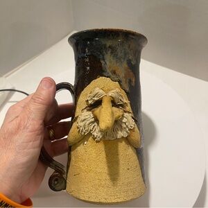 Vintage Mahon made Stoneware‎ anthropomorphic pottery mug Signed